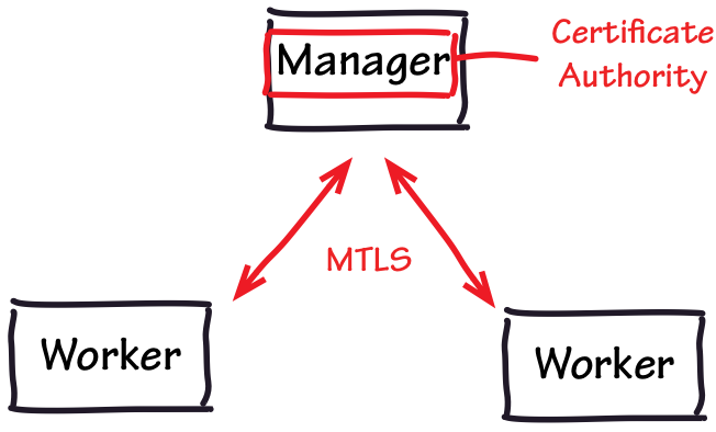 Mutual TLS between Swarm nodes.